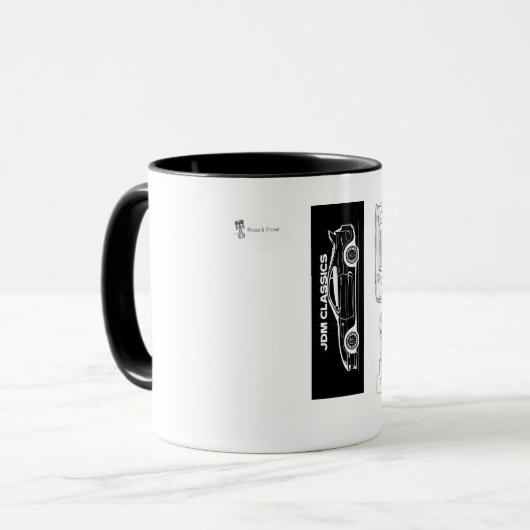 Black and White Supra Mug | Piston & Thread マグカップ (正面左)