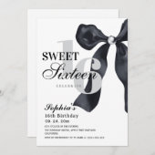  Black and White Sweet 16 Birthday Party  招待状 (正面/裏面)