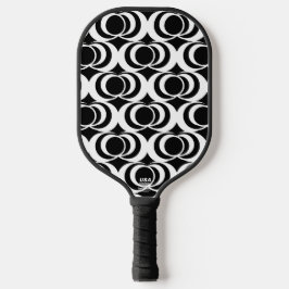 Black and White Swirls Pickleball Paddle ピックルボールラケット