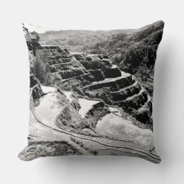 Black and White Symphony of the Banaue Rice Terrac クッション