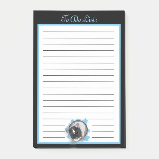 Black and White Syrian Pet Hamster To Do List ポストイット (正面)