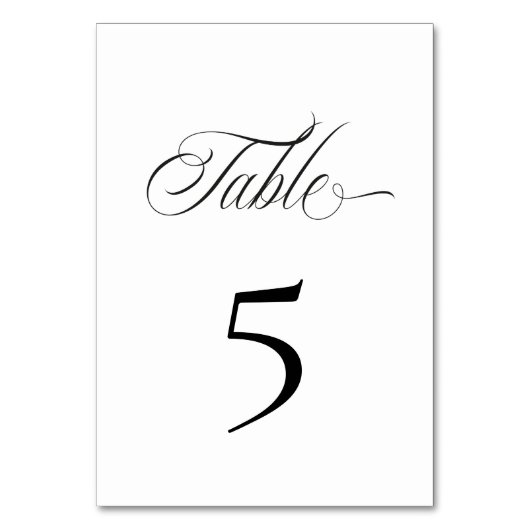 Black and White Table Number Card テーブルナンバー (正面)