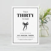 Black and White Talk 30 to Me Thirty Bow バースデー 招待状 (スタンド正面)
