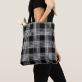 Black and White tartan plaid トートバッグ (クローズアップ)