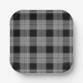 Black and White tartan plaid ペーパープレート (正面)