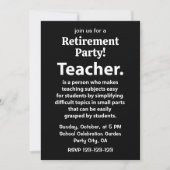 Black and White Teacher Retirement Party 招待状 (正面)