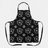 Black and White Teapot Print Apron エプロン (正面)