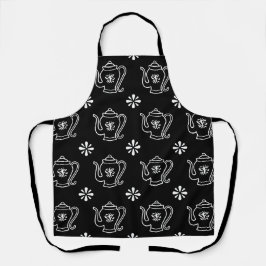 Black and White Teapot Print Apron エプロン
