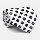 Black and white tennis ball pattern neck tie gift ネクタイ (ロール)