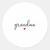 Black And White Text Grandma Heart Love Sticker ラウンドシール (正面)