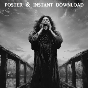 Black and White The Scream インスパイア Artwork(悲鳴のアートワー ポスター