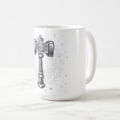 Black and white Thor's Hammer Mjolnir コーヒーマグカップ (正面右)