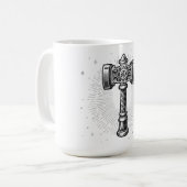 Black and white Thor's Hammer Mjolnir コーヒーマグカップ (正面左)