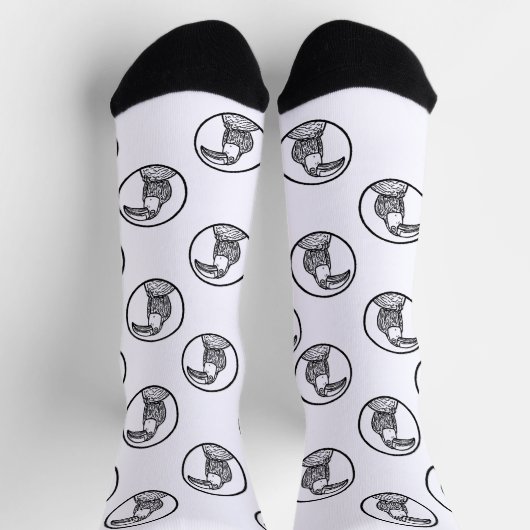 Black and White Toucan Doodle Crew Socks ソックス (上部)
