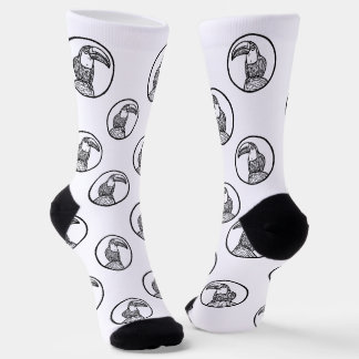 Black and White Toucan Doodle Crew Socks ソックス
