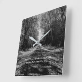 Black and White Train Track Proverbs Scripture スクエア壁時計 (傾斜)