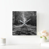 Black and White Train Track Proverbs Scripture スクエア壁時計 (ホーム)