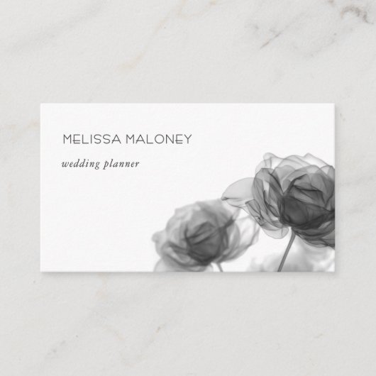Black And White Transparent Flowers 名刺 (正面)