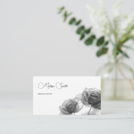 Black And White Transparent Flowers 名刺 (スタンド正面)