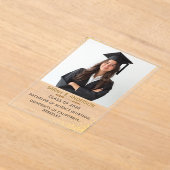 Black and white Trendy Modern Photo graduation アクリル招待状 (レイダウン)