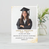 Black and white Trendy Modern Photo graduation 招待状 (スタンド正面)