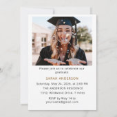 Black and white Trendy Modern Photo graduation 招待状 (裏面)