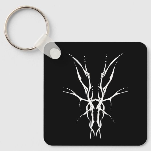 Black and White Tribal Deer Skull Hunting Design キーホルダー (正面)