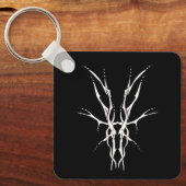 Black and White Tribal Deer Skull Hunting Design キーホルダー (正面)