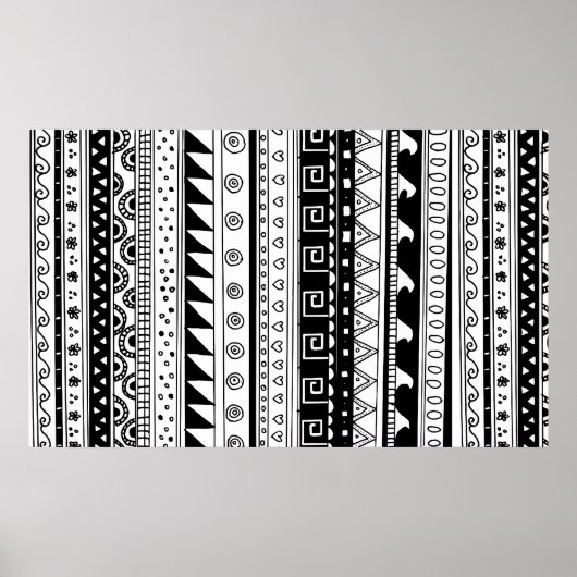 Black and white Tribal pattern ポスター (正面)