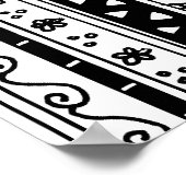 Black and white Tribal pattern ポスター (角)