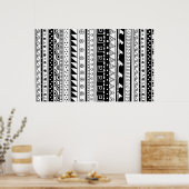Black and white Tribal pattern ポスター (キッチン)