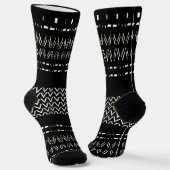 Black And White Tribal Print Crew Socks ソックス (傾斜あり)