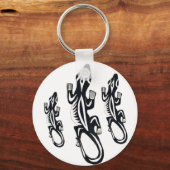 Black and white tribal style lizard  キーホルダー (正面)