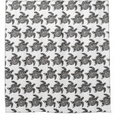 Black and White Tribal Turtle Art シャワーカーテン (正面)