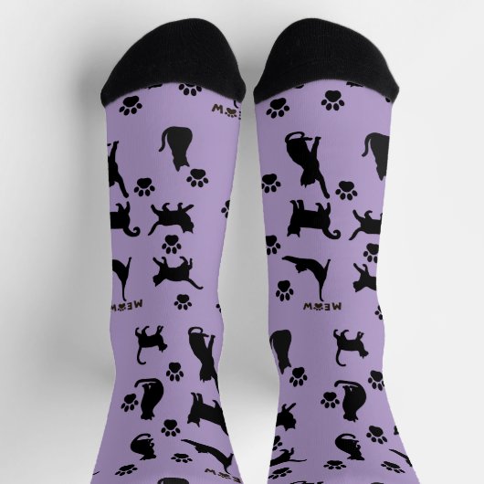 Black and White Tuxedo Cat Patterned Socks Gift ソックス (上部)