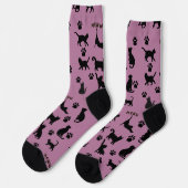 Black and White Tuxedo Cat Patterned Socks Gift ソックス (左)