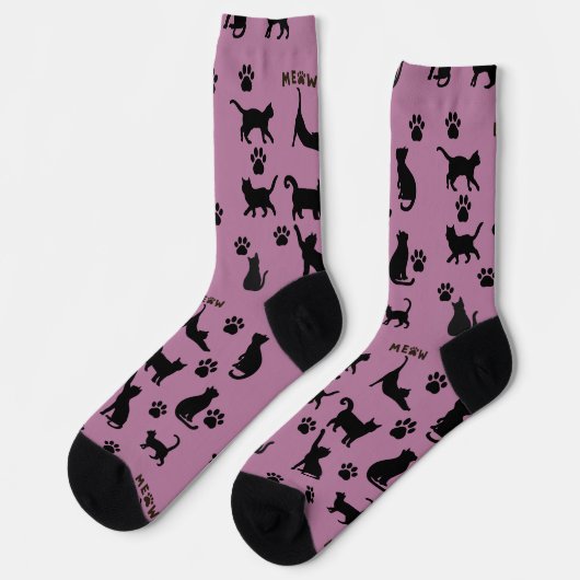Black and White Tuxedo Cat Patterned Socks Gift ソックス (左)