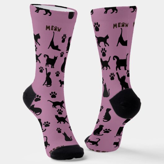 Black and White Tuxedo Cat Patterned Socks Gift ソックス (傾斜あり)