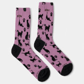 Black and White Tuxedo Cat Patterned Socks Gift ソックス (右)