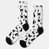 Black and White Tuxedo Cat Patterned Socks Gift ソックス (左)