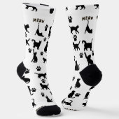 Black and White Tuxedo Cat Patterned Socks Gift ソックス (傾斜あり)