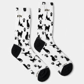 Black and White Tuxedo Cat Patterned Socks Gift ソックス (右)