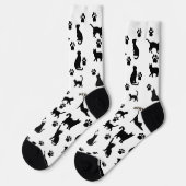 Black and White Tuxedo Cat Socks Pattern Gift ソックス (左)