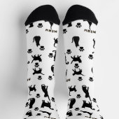 Black and White Tuxedo Cat Socks Pattern Gift ソックス (上部)