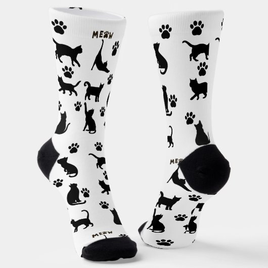 Black and White Tuxedo Cat Socks Pattern Gift ソックス (傾斜あり)