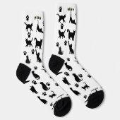 Black and White Tuxedo Cat Socks Pattern Gift ソックス (右)