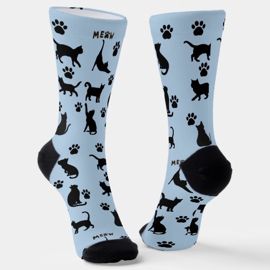 Black and White Tuxedo Cat Socks Pattern Gift ソックス (傾斜あり)