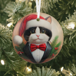 Black and White Tuxedo Glass Ornament ガラスオーナメント