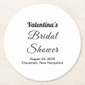 Black and White Typography Bridal Shower ラウンドペーパーコースター (正面)