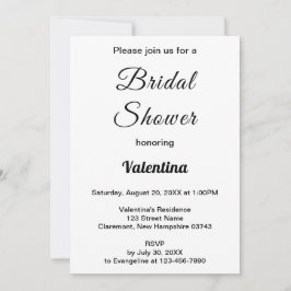 Black and White Typography Bridal Shower 招待状